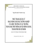 “Thực trạng quản lý hoạt động giáo dục hướng nghiệp của hiệu trưởng ở các trường THPT huyện bình chánh, thành phố hồ chí minh 