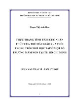 thực trạng tính tích cực nhận thức của trẻ mẫu giáo 4 – 5 tuổi trong trò chơi học tập ở một số trường mầm non tại tp  hồ chí minh