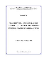 nhận thức của sinh viên đại học kinh tế   tài chính tp  hồ chí minh về một số giá trị sống theo unesco 