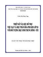 “Thiết kế tài liệu hỗ trợ việc dạy và học phần hóa phi kim lớp 10 với đối tượng học sinh trung bình – yếu” 