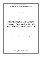 thực trạng quản lý hoạt động giảng dạy ở các trường tiểu học quận thốt nốt   thành phố cần thơ 