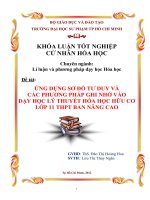 ứng dụng sơ đồ tư duy và các phương pháp ghi nhớ vào dạy học lý thuyết hóa học hữu cơ lớp 11 thpt ban nâng cao 