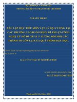 xác lập mục tiêu môn vật lý đại cương tại các trường cao đẳng khối kĩ thuật công nghệ từ đó đề xuất ý tưởng đổi mới các thành tố còn lại của quá trình dạy học  