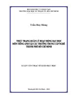 “Thực trạng quản lý hoạt động dạy học môn tiếng anh tại các trường trung cấp nghề thành phố hồ chí minh”  
