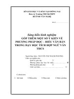 skkn góp THÊM một số ý KIẾN về PHƯƠNG PHÁP đọc – HIỂU văn bản TRONG dạy học TÍCH hợp NGỮ văn THCS 