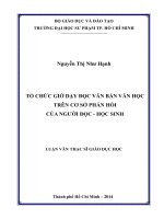 tổ chức giờ dạy đọc văn bản văn học trên cơ sở phản hồi của người đọc   học sinh 