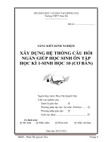 skkn xây DỰNG hệ THỐNG câu hỏi NGẮN GIÚP học SINH ôn tập học kì 1 SINH học 10 (cơ bản) 