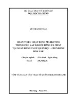 Hoàn thiện hoạt động marketing trong cho vay khách hàng cá nhân tại ngân hàng TMCP quân đội chi nhánh đắk lắk 