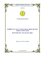 Nghiên cứu xử lý chất hoạt động bề mặt trong nước thải bằng hệ xúc tác quang học 