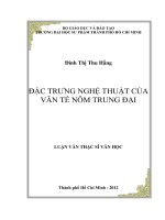 đặc trưng nghệ thuật của văn tế nôm trung đại 