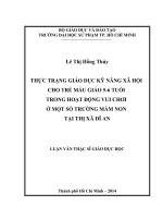 thực trạng giáo dục kỹ năng xã hội cho trẻ mẫu giáo 5 6 tuổi trong hoạt động vui chơi ở một số trường mầm non tại xã dĩ an 