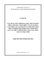 xây dựng tiến trình dạy học một số kiến thức chương “chất khí” vật lý 10 nâng cao theo các giai đoạn của phương pháp thực nghiệm nhằm phát huy tính tích cực, tự chủ và bồi dưỡng năng lực sáng tạo của học sinh 