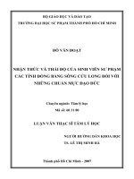 nhận thức và thái độ của sinh viên sư phạm các tỉnh đồng bằng sông cửu long đối với những chuẩn mực đạo đức 