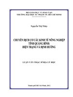 Chuyển dịch cơ cấu kinh tế nông nghiệp tỉnh quảng bình, hiện trạng và định hướng 