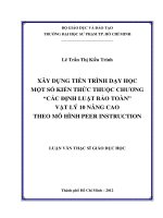 xây dựng tiến trình dạy học một số kiến thức thuộc chương “các định luật bảo toàn” vật lý 10 nâng cao theo mô hình peer instruction 