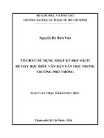tổ chức sử dụng nhật ký đọc sách để dạy đọc hiểu văn bản văn học trong trường phổ thông 