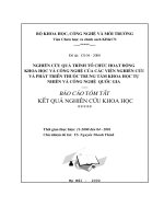 nghiên cứu quá trình tổ chức hoạt động khoa học và công nghệ của các viện nghiên cứu và phát triển thuộc trung tâm KHTNCNQG 