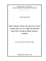 thực trạng công tác quản lý chất lượng bữa ăn của một số trường mầm non tại quận bình thạnh – tp hcm 