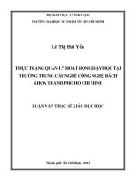 thực trạng quản lý hoạt động dạy học tại trường trung cấp nghề công nghệ bách khoa thành phố hồ chí minh 