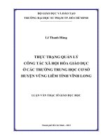 thực trạng quản lý công tác xã hội hóa giáo dục ở các trường trung học cơ sở huyện vũng liêm tỉnh vĩnh long 