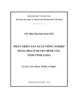 phát triển sản xuất nông nghiệp hàng hóa ở huyện bình tân, tỉnh vĩnh long 