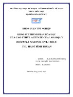 khảo sát thành phần hóa học của cao ethyl acetate của loài địa y roccella sinensis (nyl ) hale thu hái ở bình thuận 