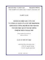 Đánh giá hiệu quả vô cảm và tính an toàn của gây mê propofol kiểm soát nồng độ đích cho nội soi tán sỏi niệu quản ngược dòng ở bệnh nhân ngoại trú