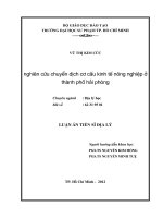 nghiên cứu chuyển dịch cơ cấu  kinh tế nông nghiệp ở thành phố hải phòng 