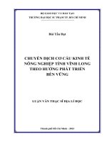 chuyển dịch cơ cấu kinh tế nông nghiệp tỉnh vĩnh long theo hướng phát triển bền vững 