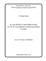 sự tạo mô sẹo và dịch treo tế bào từ cây sưa (dalbergia tonkinensis prain) in vitro 