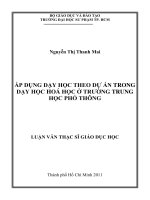 áp dụng dạy học theo dự án trong dạy học hoá học ở trường trung học phổ thông 