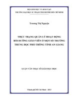 thực trạng quản lý hoạt động bồi dưỡng giáo viên ở một số trường trung học phổ thông tỉnh an giang 