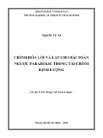 chỉnh hóa lồi và lặp cho bài toán ngược parabolic trong tài chính định lượng 