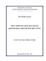 phát triển du lịch nha trang (khánh hòa) theo hướng bền vững 