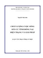 chất lượng cuộc sống dân cư tỉnh đồng nai hiện trạng và giải pháp