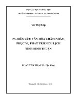 nghiên cứu văn hóa chăm nhằm phục vụ phát triển du lịch tỉnh ninh thuận 