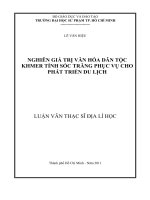 nghiên giá trị văn hóa dân tộc khmer tỉnh sóc trăng phục vụ cho phát triển du lịch 