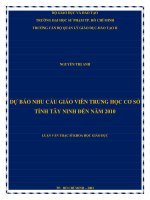 dự báo nhu cầu giáo viên trung học cơ sở tỉnh tây ninh đến năm 2010 