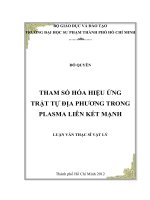 tham số hóa hiệu ứng trật tự địa phương trong plasma liên kết mạnh 
