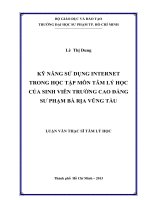 kỹ năng sử dụng internet trong học tập môn tâm lý học của sinh viên trường cao đẳng sư phạm bà rịa vũng tàu 