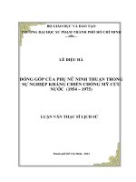 đóng góp của phụ nữ ninh thuận trong sự nghiệp kháng chiến chống mỹ cứu nước (1954 – 1975) 