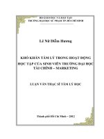 khó khăn tâm lý trong hoạt động học tập của sinh viên trường đại học tài chính – marketing 