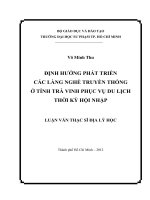 định hướng phát triển các làng nghề truyền thống ở tỉnh trà vinh phục vụ du lịch thời kỳ hội nhập 