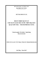 Hoàn thiện quản lý chi ngân sách nhà nước trên địa bàn quận sơn trà thành phố đà nẵng 