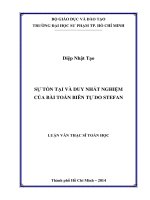 sự tồn tại và duy nhất nghiệm của bài toán biên tự do stefan 