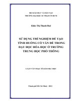 sử dụng thí nghiệm để tạo tình huống có vấn đề trong dạy học hóa học ở trường trung học phổ thông 