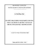 tổ chức hoạt động ngoại khóa chương “mắt  các dụng cụ quang” vật lí 11 ở trung tâm giáo dục thường xuyên 