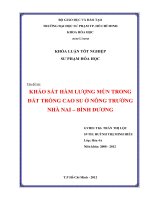 khảo sát hàm lượng mùn trong đất trồng cao su ở nông trường nhà nai – bình dương