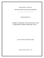 nghiên cứu didactic về giải toán bằng cách lập hệ phương trình ở trung học cơ sở 