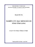 nghiên cứu đặc điểm dân số tỉnh vĩnh long 
